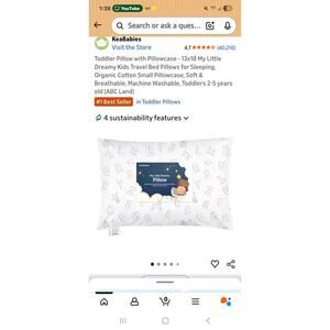 KeaBabies Toddler My Little Dreamy Pillow with pillowcase &  - 18 x 13 pillow